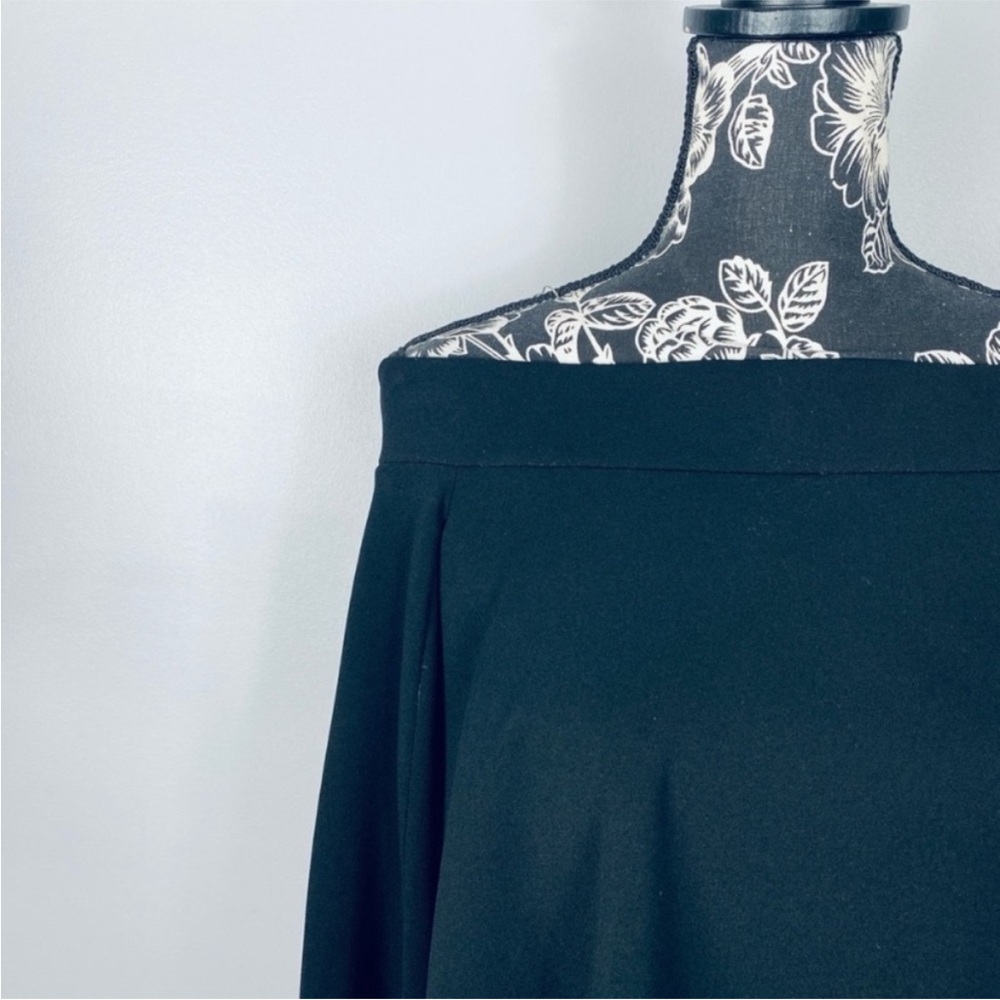 Zara Basic Black Off Shoulder Flutter Sleeve Stre… - image 4